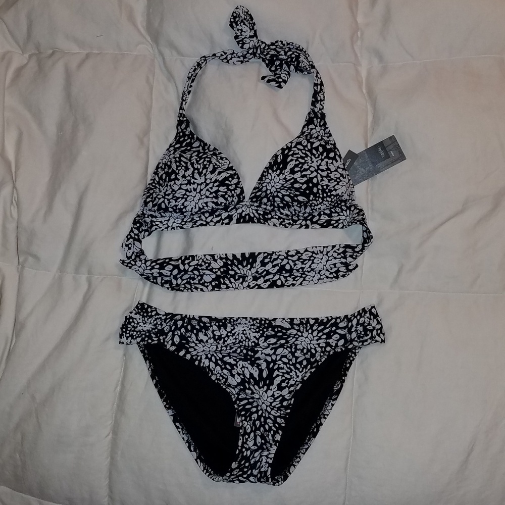 Black and White floral bikini